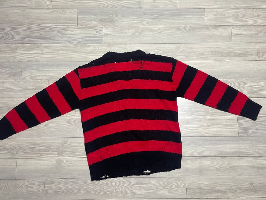 블랙아웃 리오버 스트라이프 데미지 가디건 L 상품이미지2