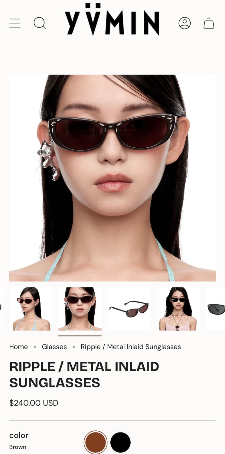 위민 Ripple 메탈 인레이드 선글라스 브라운컬러 상품이미지3