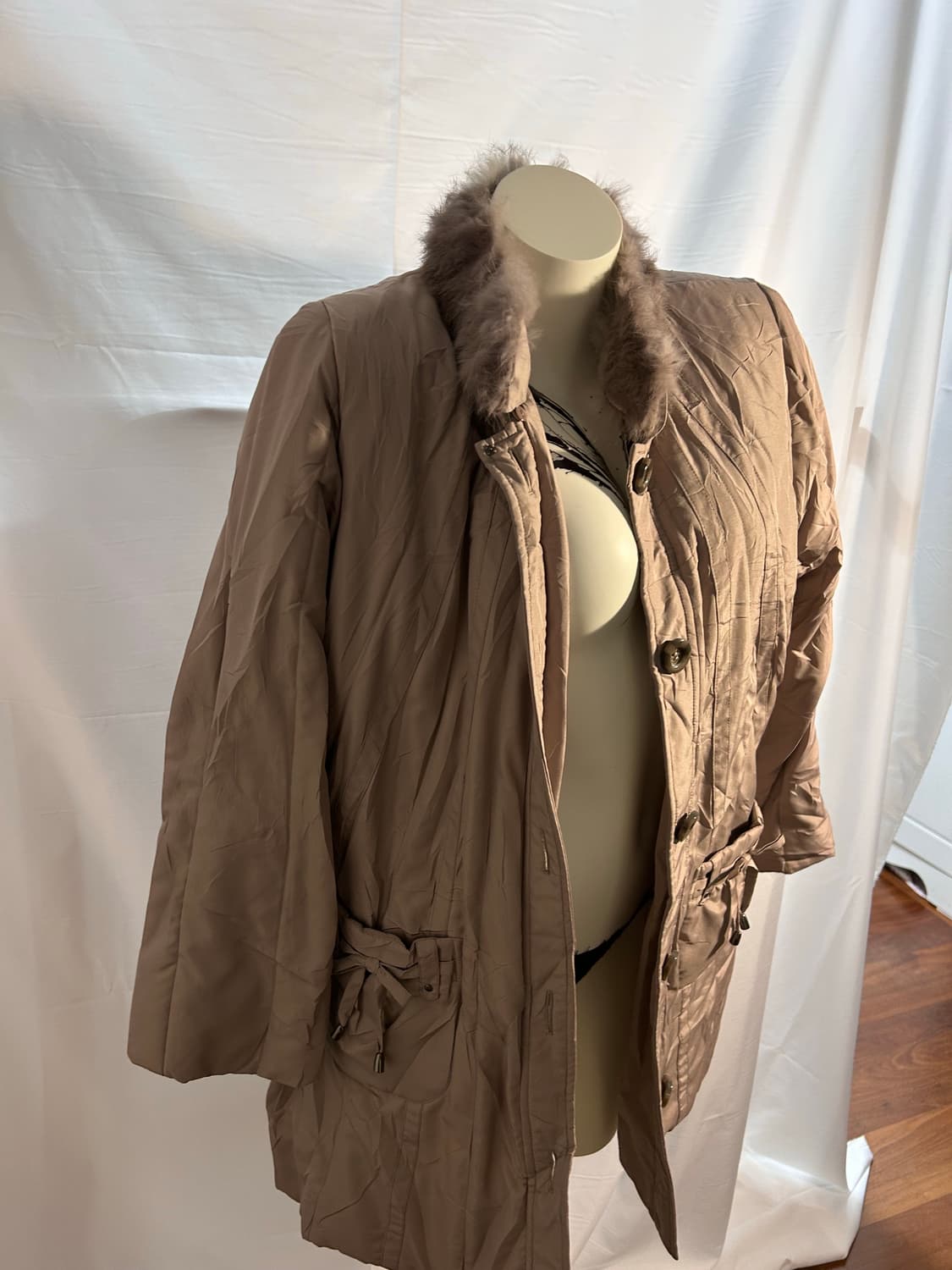 light grey trimming fur padding coat 상품이미지2