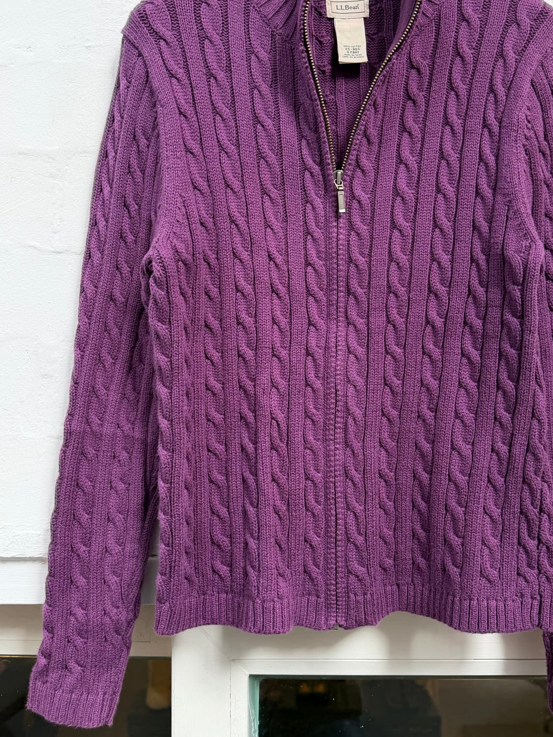 L.L.Bean 퍼플 코튼 니트 집업 XS 상품이미지4
