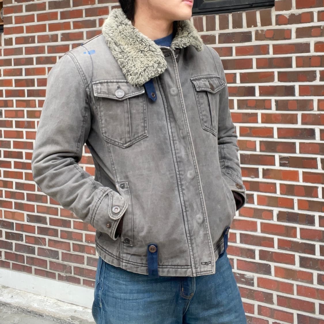 빈티지 y2k 그레이 쉐르파 자켓  상품이미지1