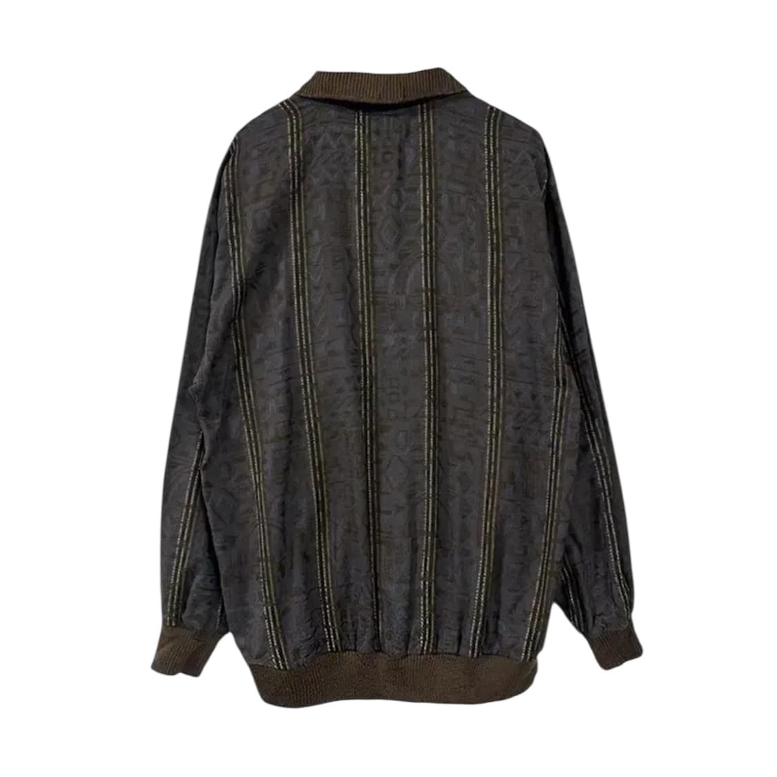 Brown Polo-Collar Patterned Wool Sweater 상품이미지2