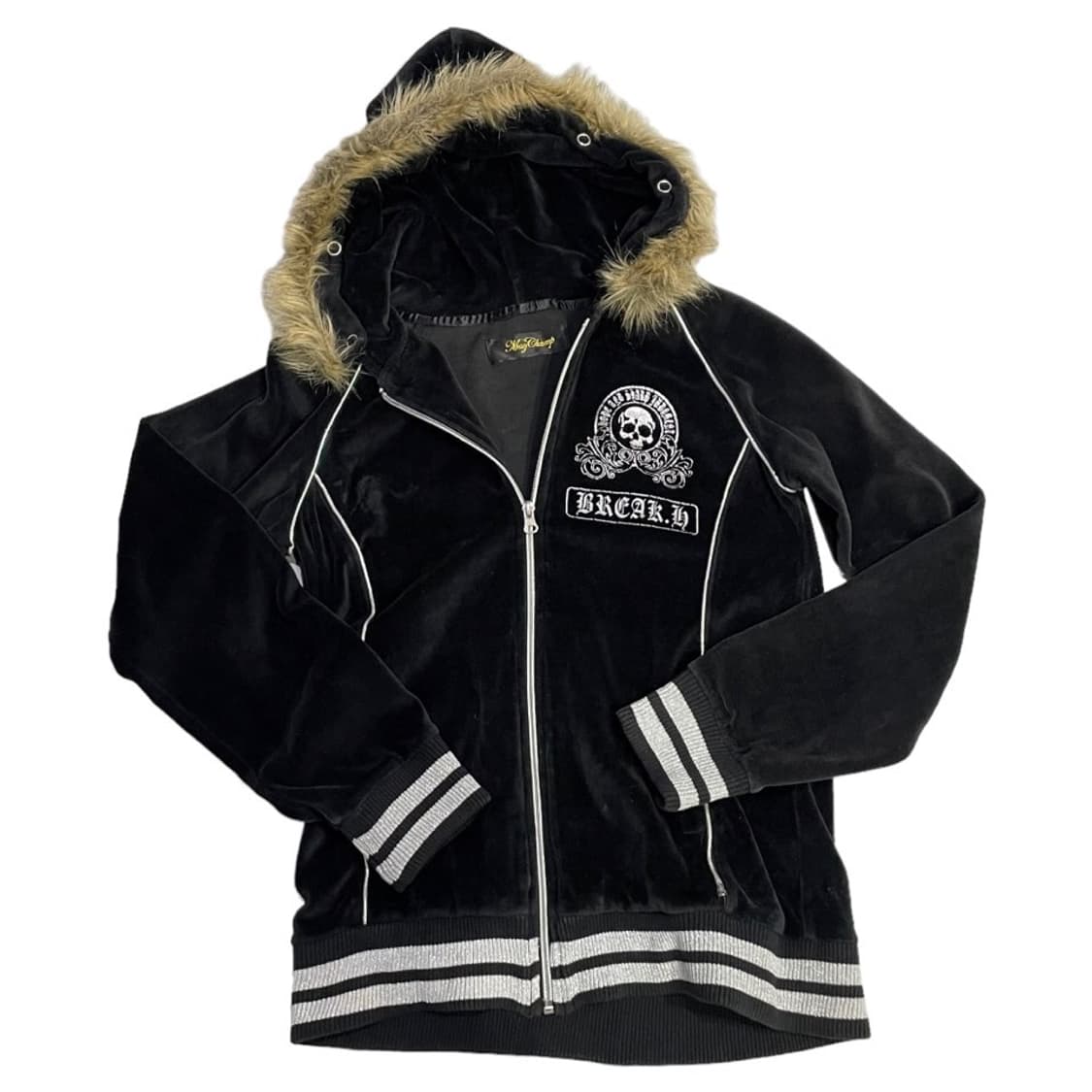 락펑크 스컬 벨벳 퍼 후드집업  상품이미지2