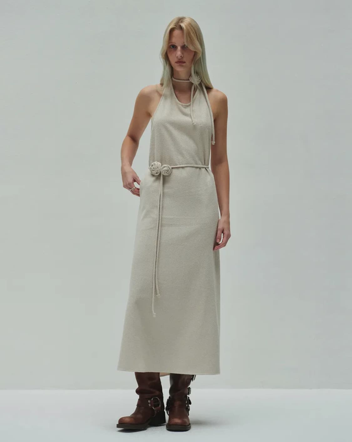 다이애그널 플라워 코사지 원피스 상품이미지1