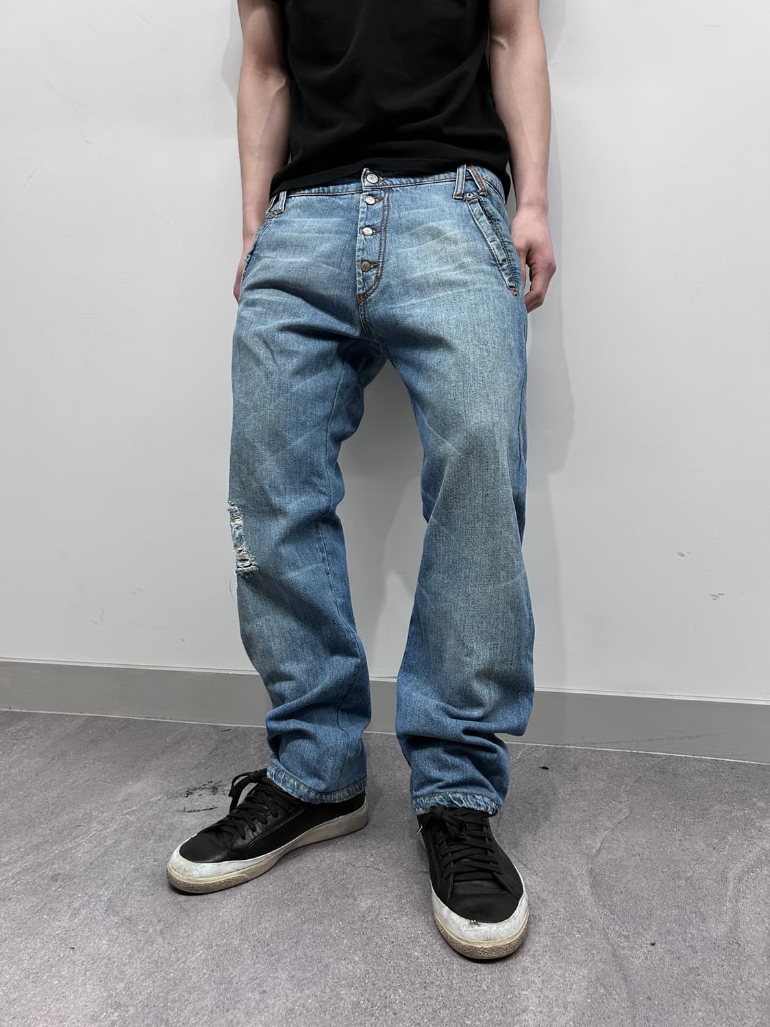 Frankie Morello 새깅 데님 팬츠 상품이미지1