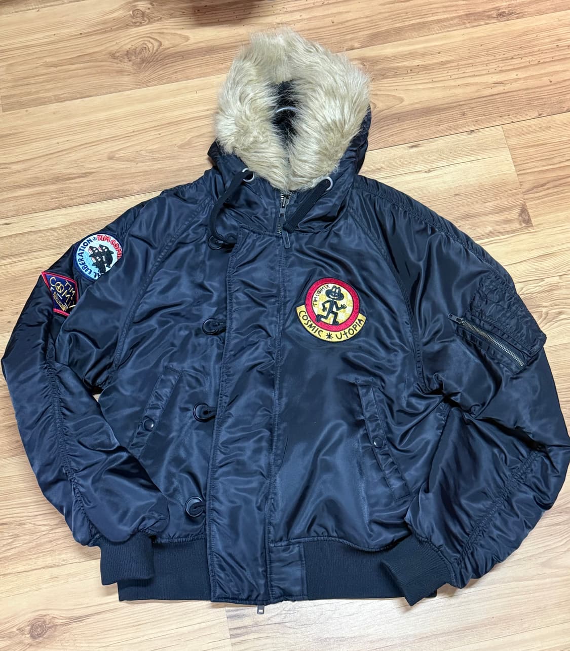 팀코믹스 ma-1 후디드 덱 점퍼 블랙 L사이즈 상품이미지1