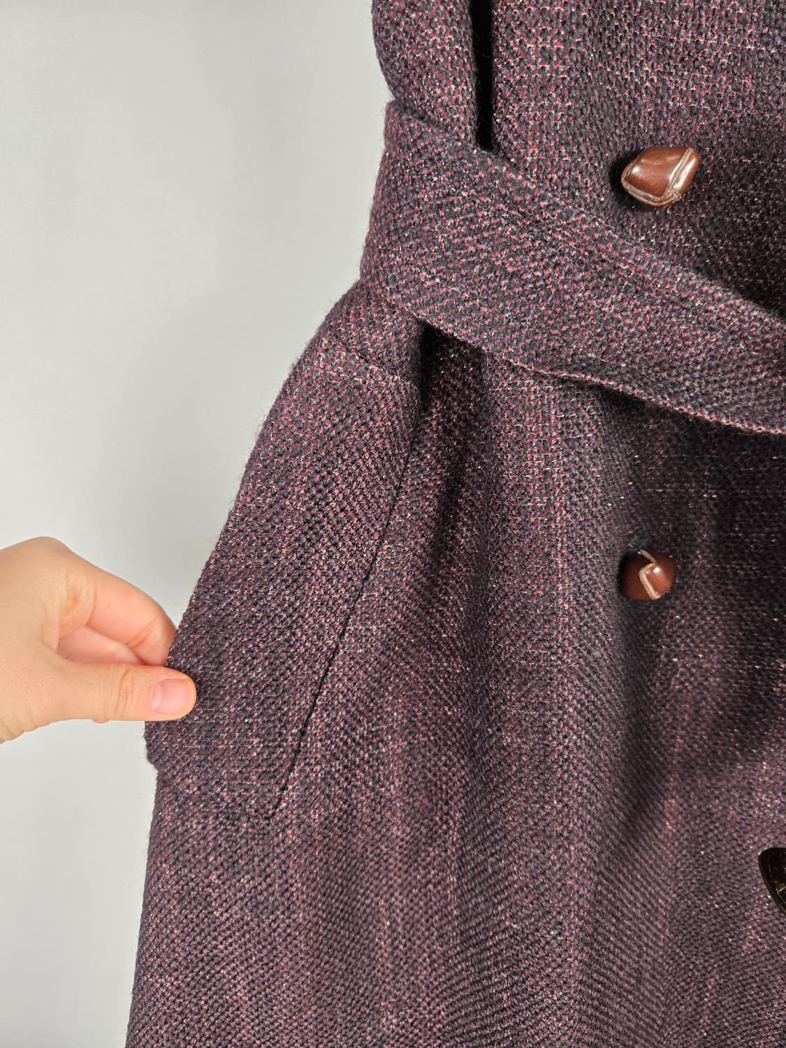 [무료배송]오즈세컨 55 여성 울 혼방 벨트 트렌치 원피스 상품이미지5