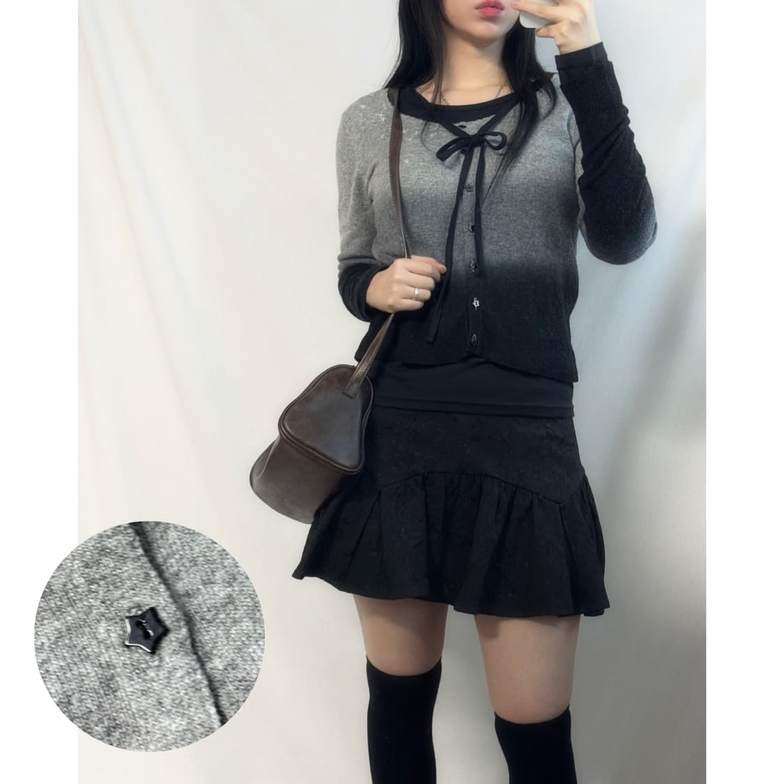 핑크하우스 스타 버튼 그라데이션 울/앙고라 가디건 상품이미지1