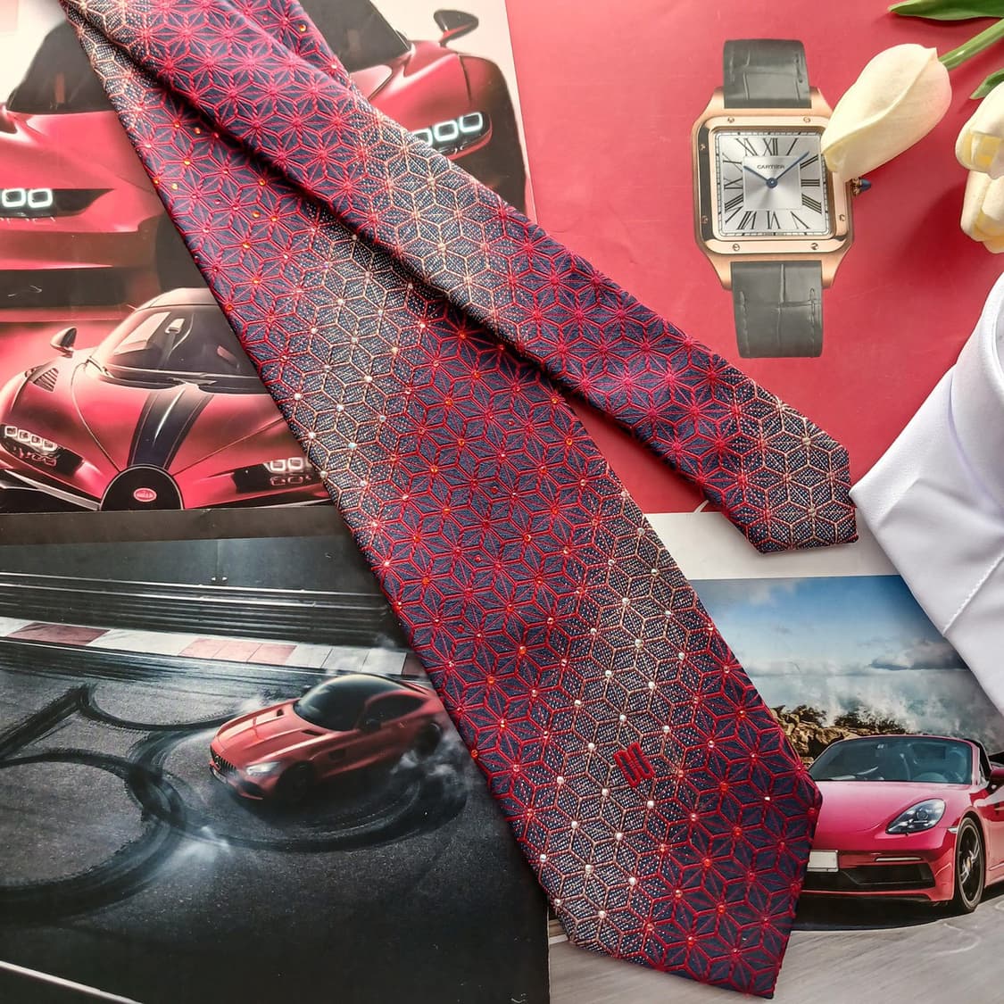 닥스 실크&폴리에스터 레드&블루 넥타이 8.5cm A+등급 A18591
 상품이미지3