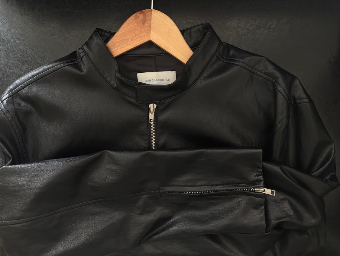 로우클래식 Bandcollar Leather Jacket 블랙 상품이미지4