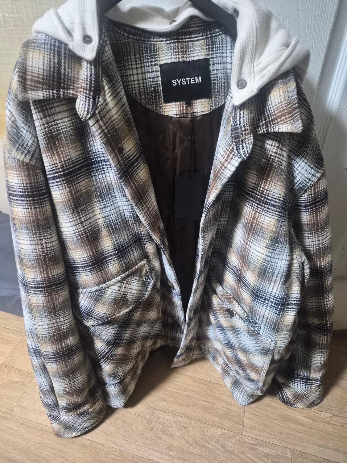 시스템옴므 체크 후드 자켓 100사이즈 상품이미지1