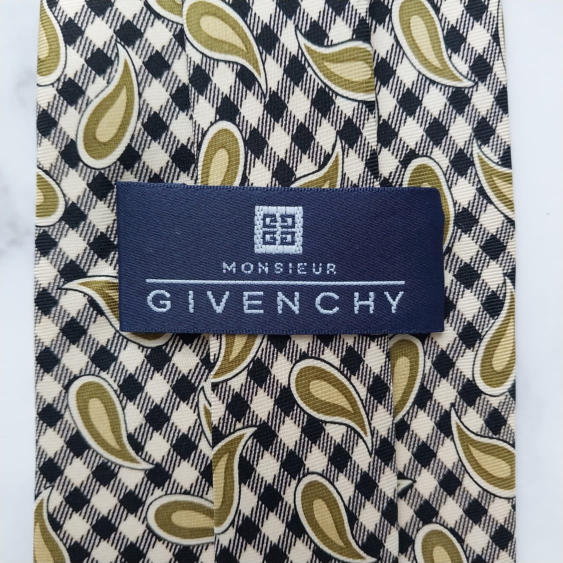 지방시 실크 옐로우 페이즐리&체크 넥타이 9.8cm A+등급 K1096
 상품이미지7