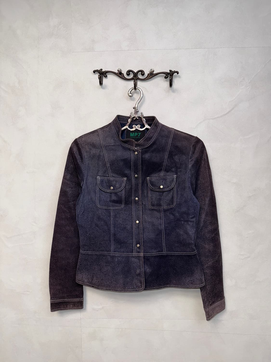 Deep purple silk suede button jacket 상품이미지1