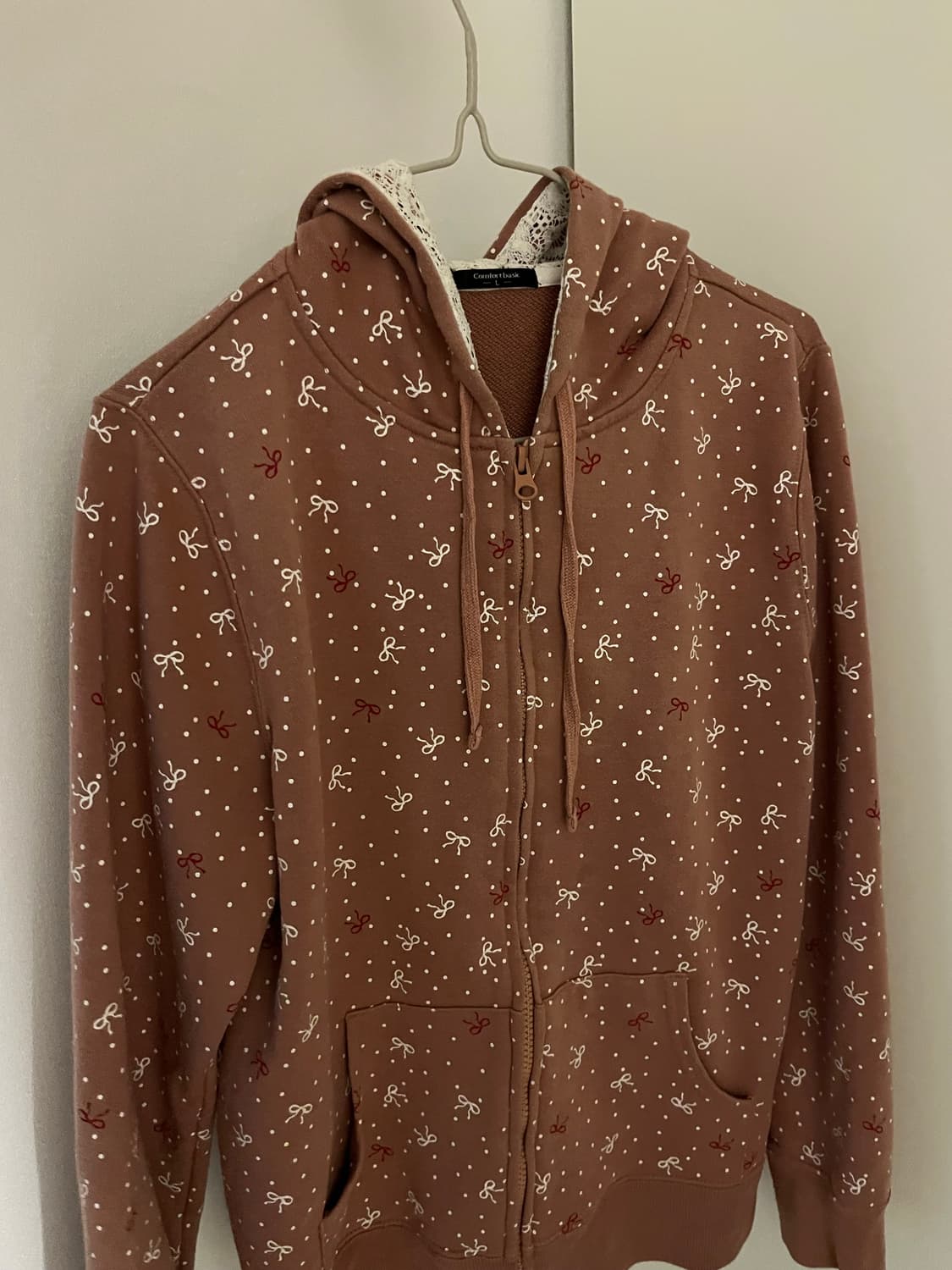 빈티지 리본 레이스 후드집업 하구미 대장 모리걸 상품이미지3