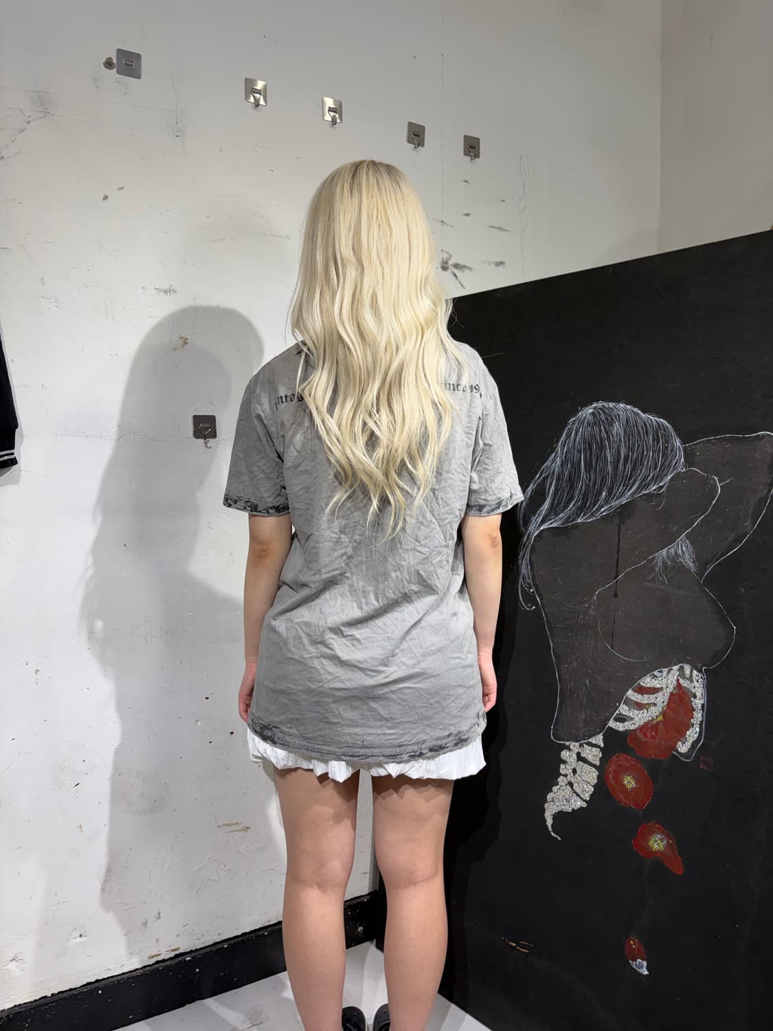 버커루 해골 프린팅 락 펑크 그래픽 반팔 티셔츠 L 상품이미지5