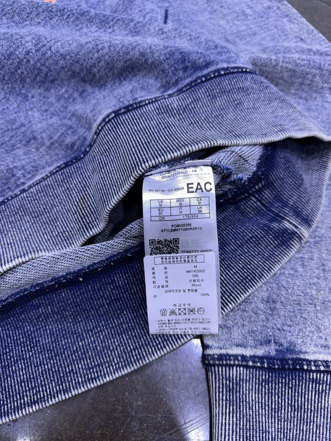 게스 빈티지 워싱 자수 레터링 맨투맨 스웻셔츠 M 상품이미지7