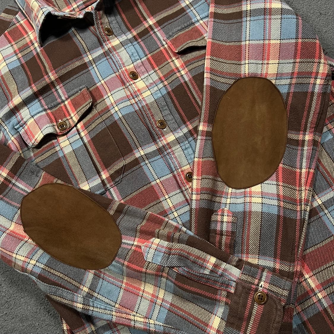 폴로 엘보우 레더 패치 체크 셔츠 상품이미지3