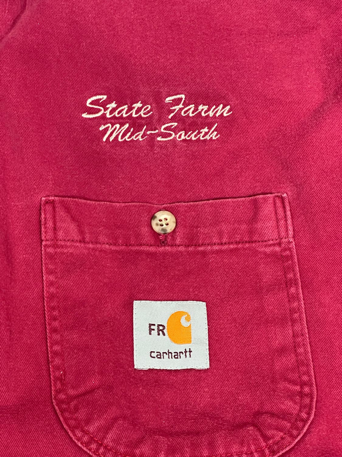 칼하트 자수 버건디 오버핏 솔리드 워크 셔츠 L 상품이미지8