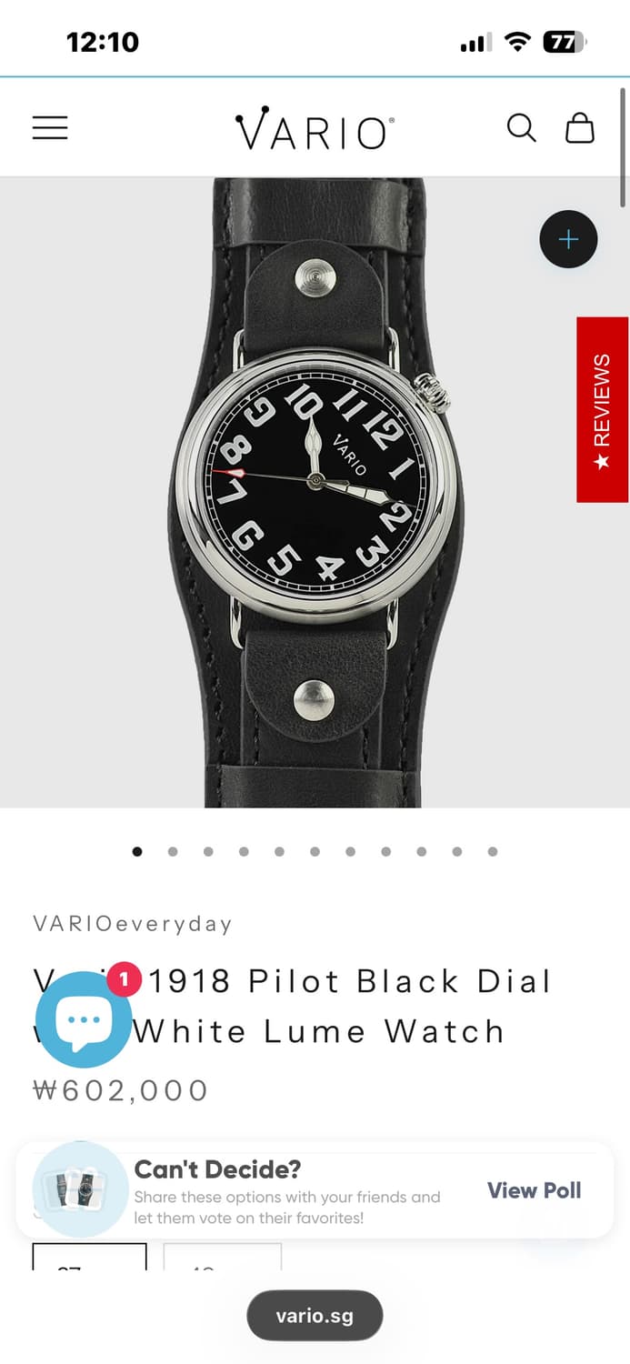 Vario 1918 pilot black 37mm 상품이미지6