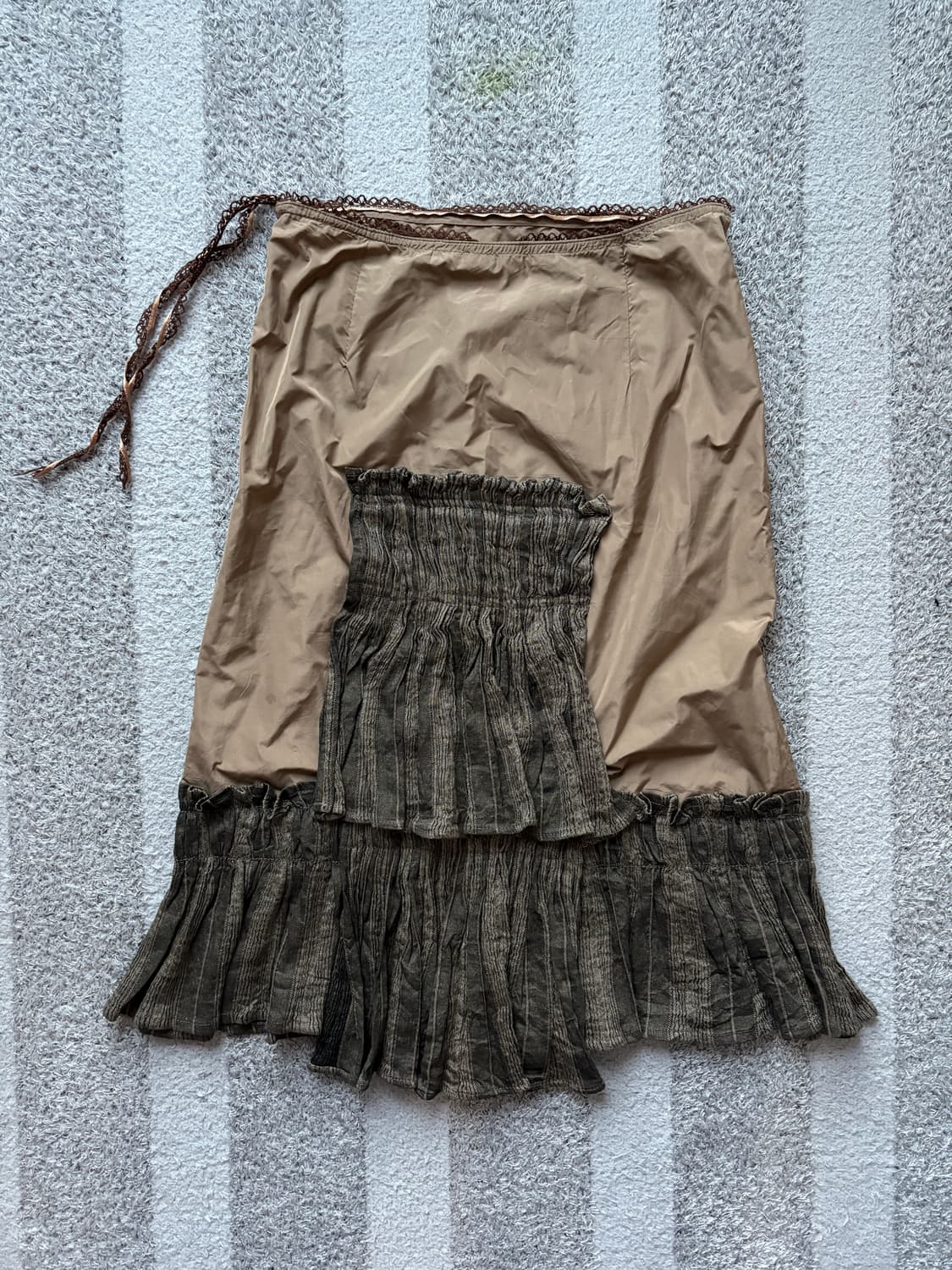 빈티지 스모킹 티어드 스커트 상품이미지1