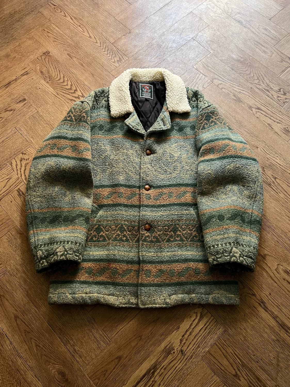 [L]90's 빈티지 나바호 패턴 퀄팅 코트 상품이미지1