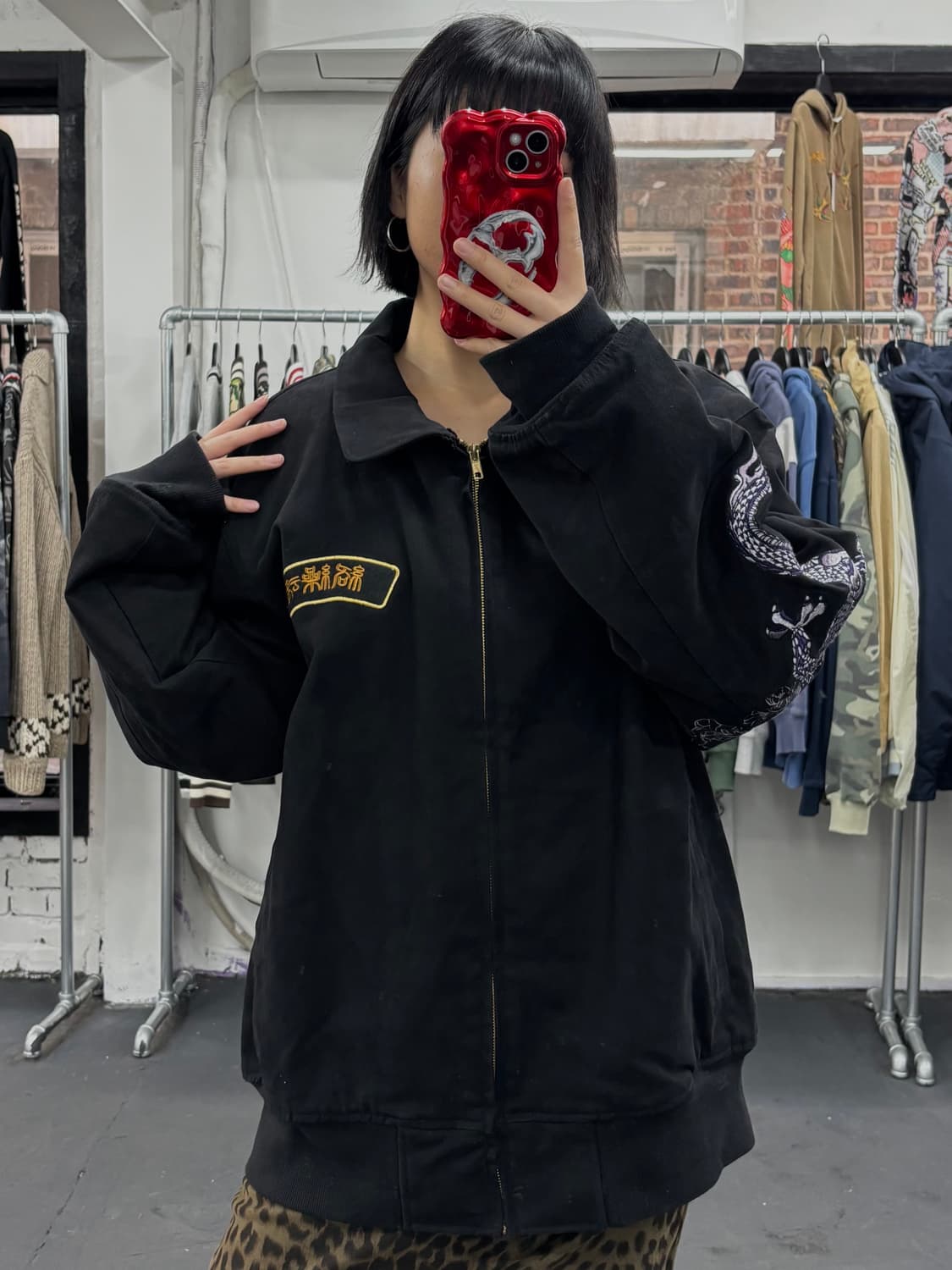 카라쿠리 타마시 오리엔탈 드래곤 퀼팅 워크자켓 상품이미지4