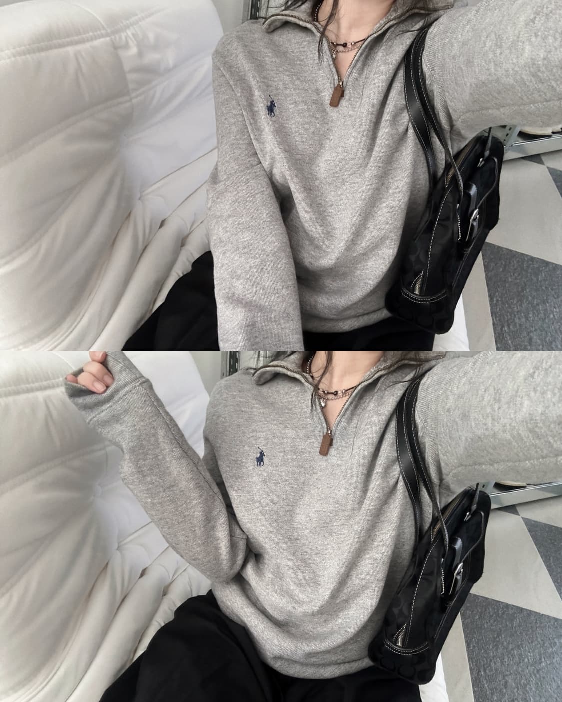 폴로 랄프로렌 멜란지그레이 코튼 하프집업  상품이미지1