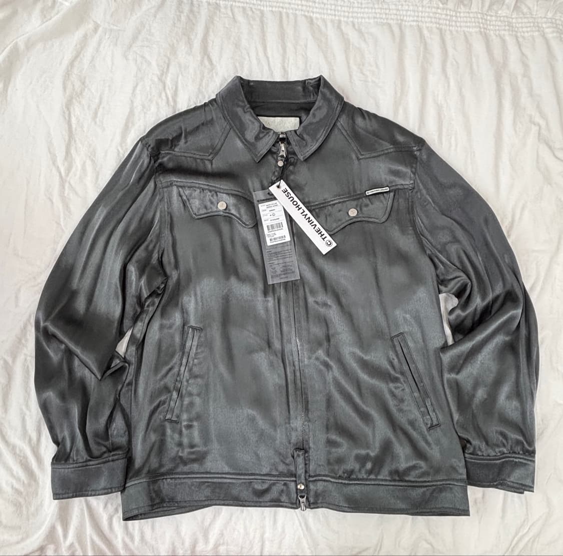 Satin Collar Single Jacket  Green / L 상품이미지1