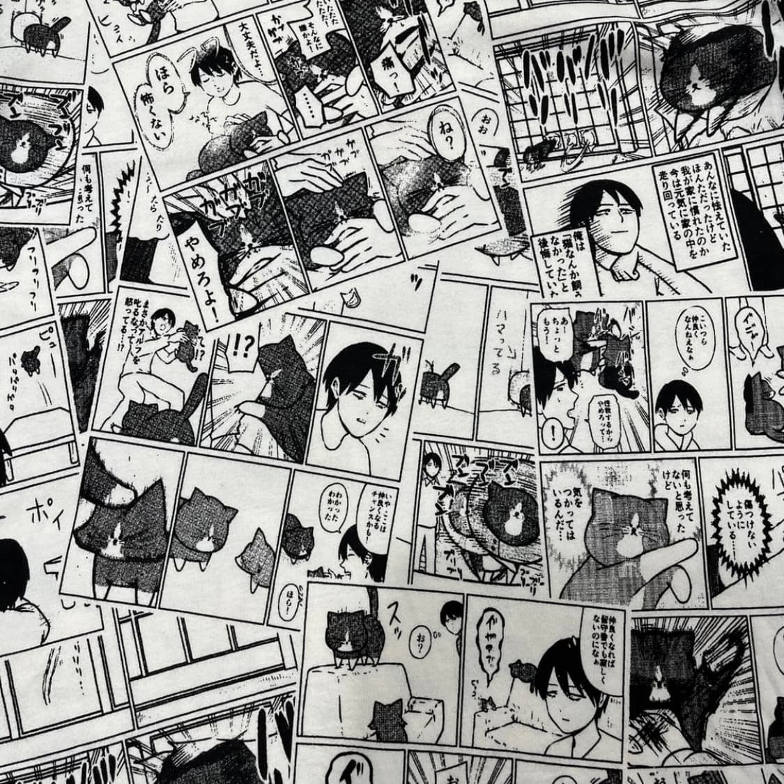 코코이케 츠요시와 고양이 냥! 프린트 빈티지 티셔츠 상품이미지1