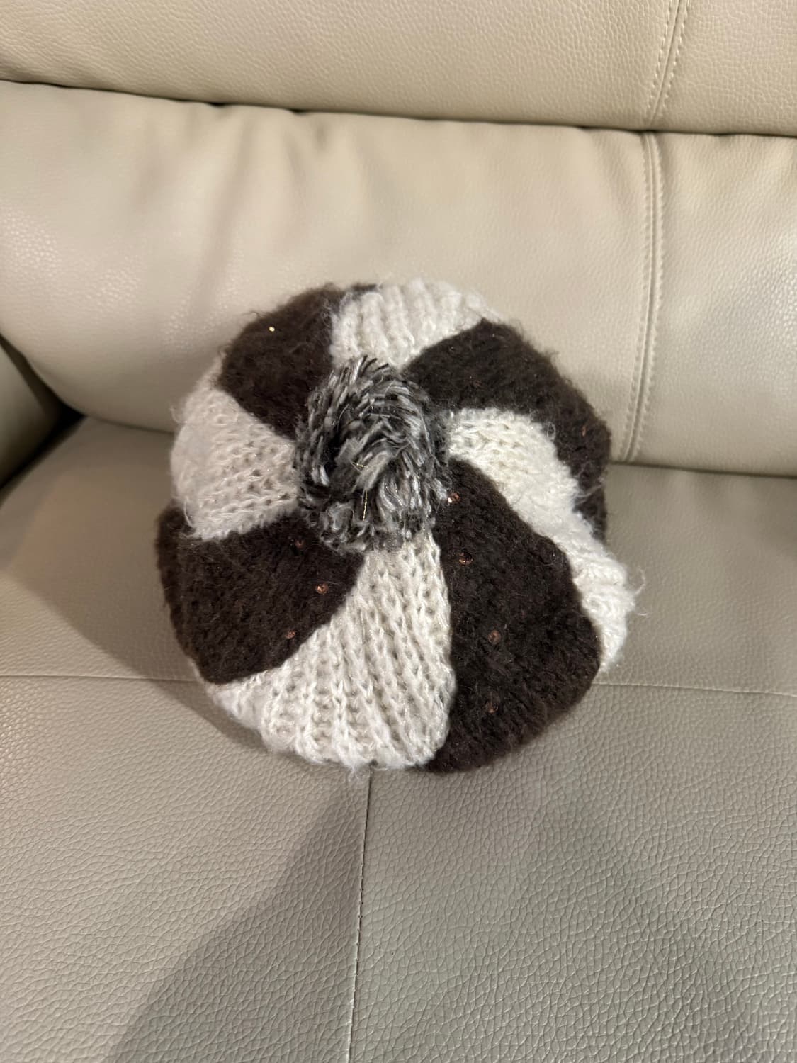 Chocolate & vanilla mix knit beret 상품이미지2