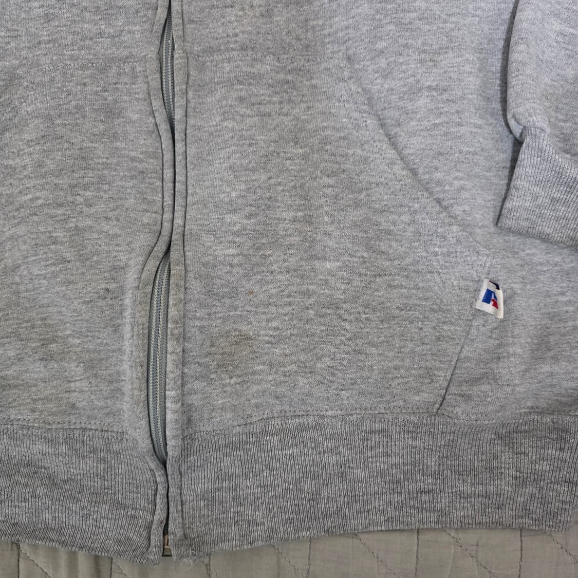 [XL] 90s 빈티지 러셀 애슬레틱 후드집업 그레이 ver. 스테인 상품이미지2