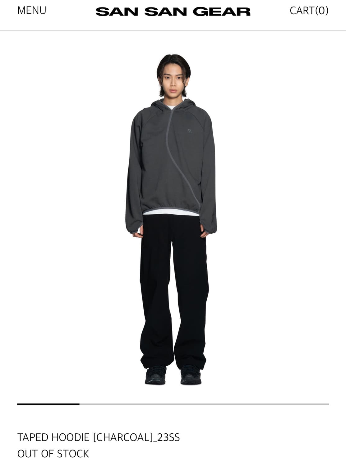 산산기어 테이프드 후디 TAPED HOODIE 차콜 23ss 상품이미지1