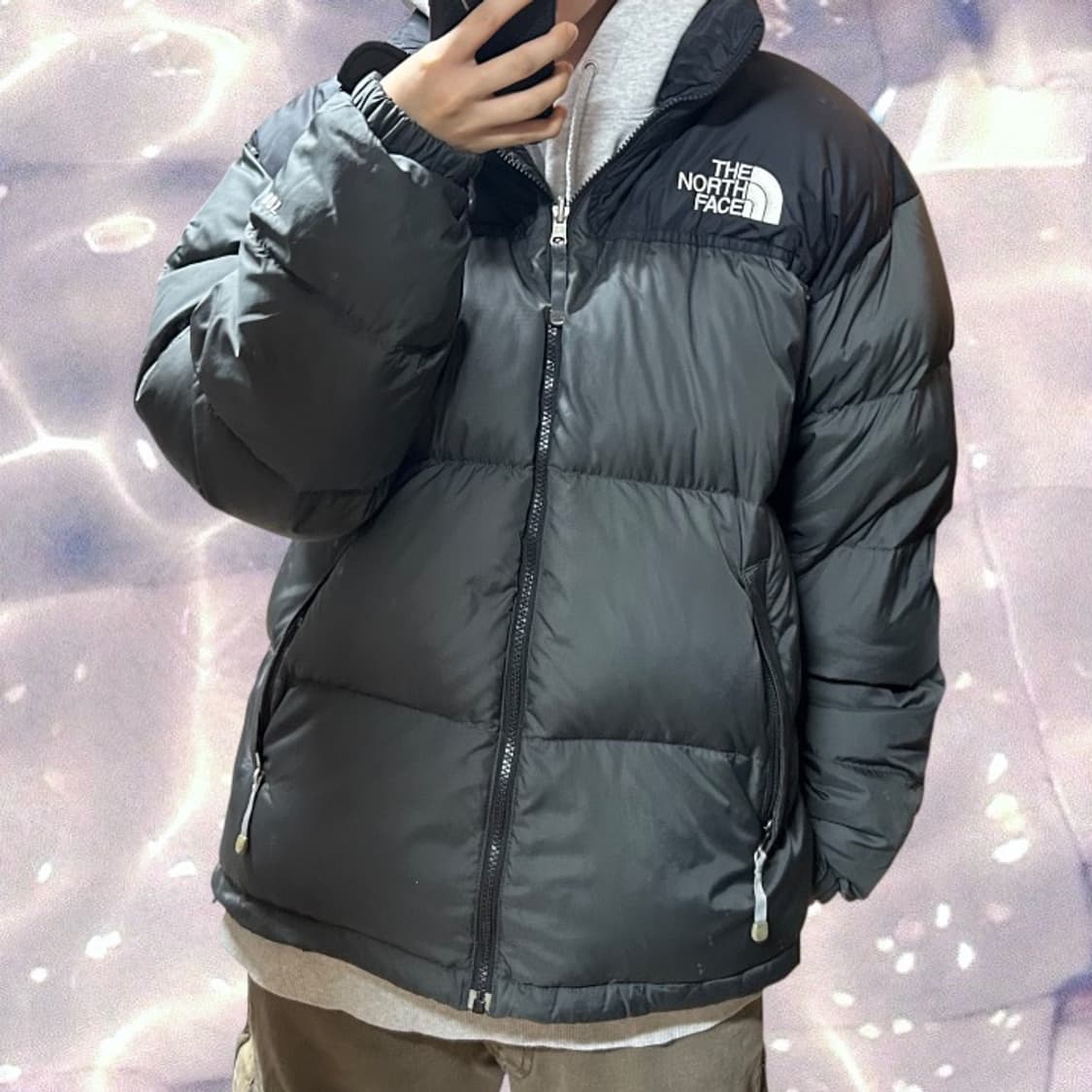 노스페이스 구스다운 눕시 패딩 700 블랙 그레이 카키 L 100  상품이미지2