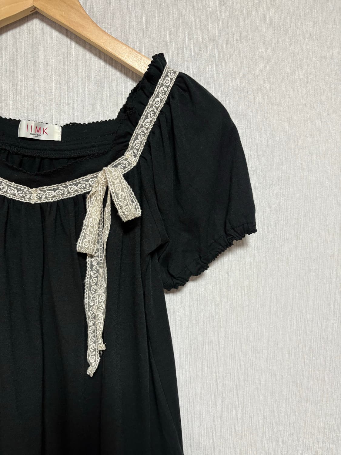 블랙 레이스 리본 블라우스 상품이미지6