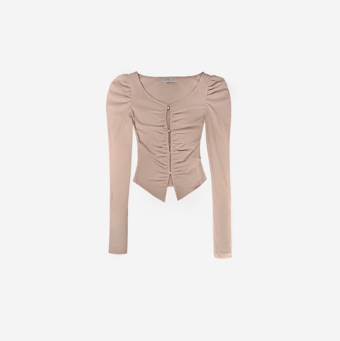 뉴얼린 루비 퍼프 셔링 후크 가디건 핑크 상품이미지2