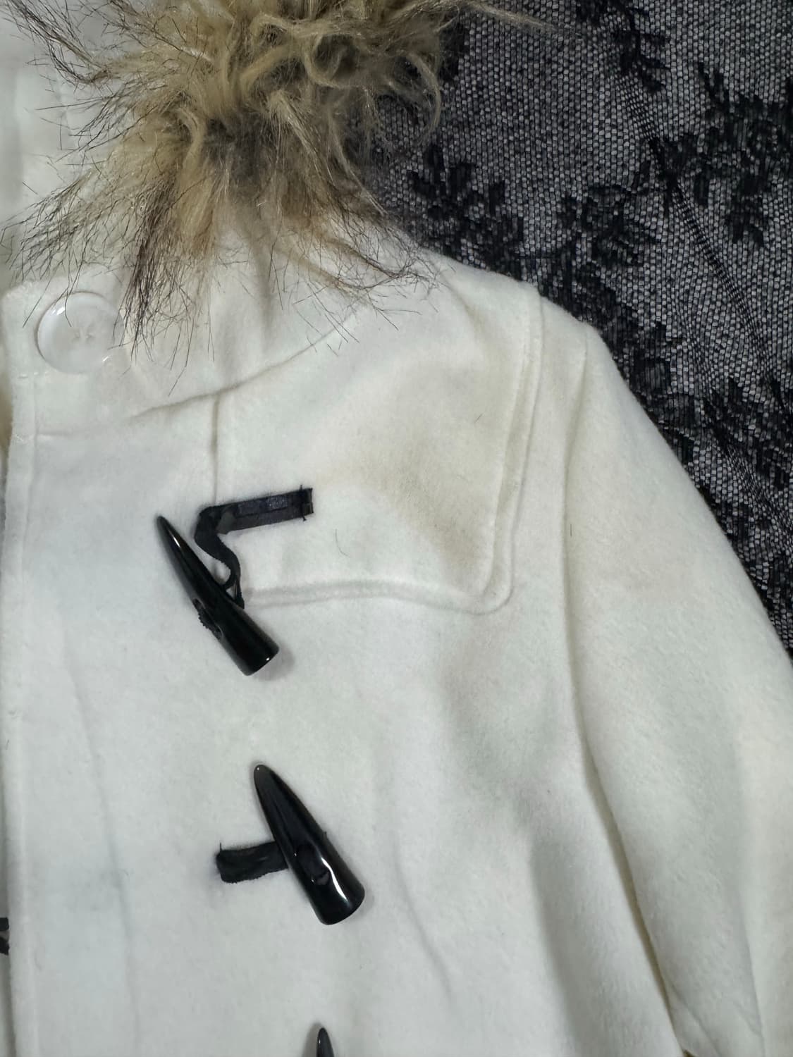 Vintage White Faux Fur Hooded Duffle Coa 상품이미지2