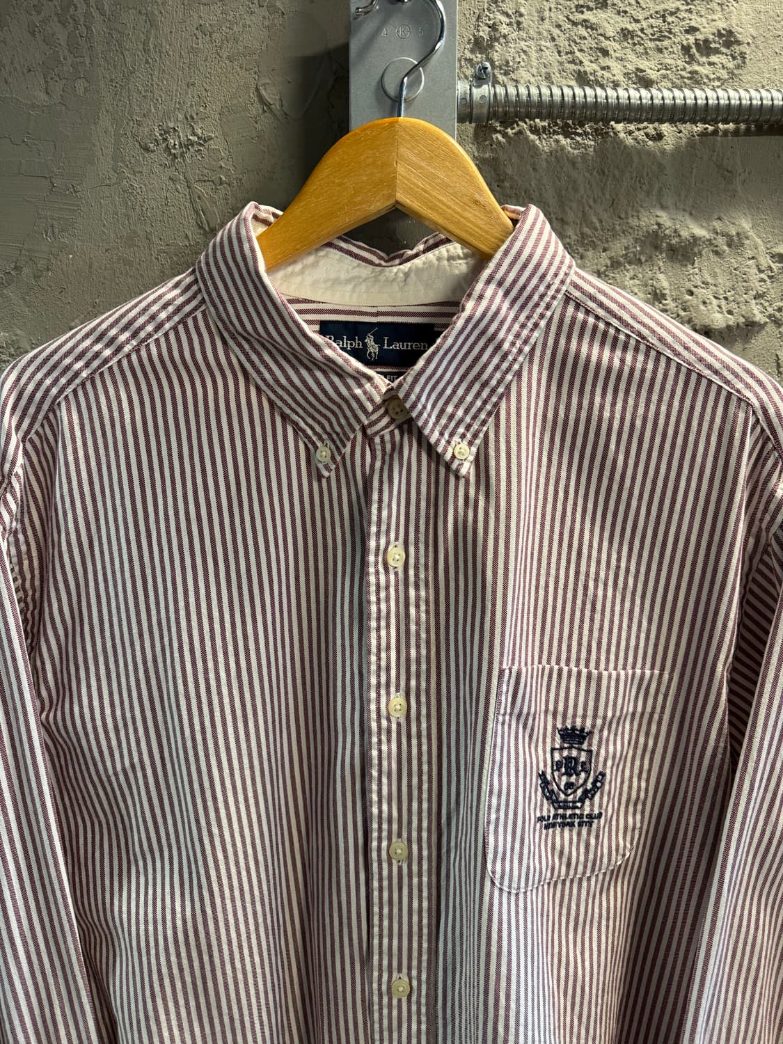 XXL 랄프로렌 클래식핏 포켓 자수 스트라이프 셔츠 퍼플화이트 상품이미지5