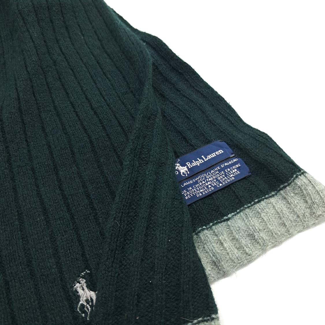 MX302 폴로 랄프로렌 진그린 투톤 리브드 램스울 니트 목도리 머플러 상품이미지5