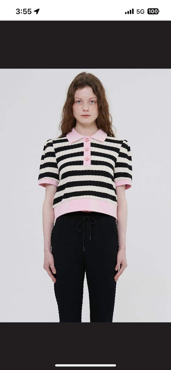 윤아니트-더로켓 스트라이프 크롭셔츠 상품이미지4