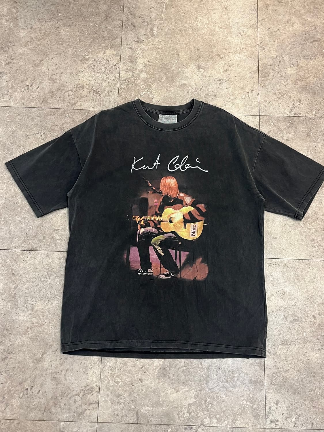 빈티지 커트코베인 언플러그드 90s 반팔티 차콜 4XL #csz3645 상품이미지4