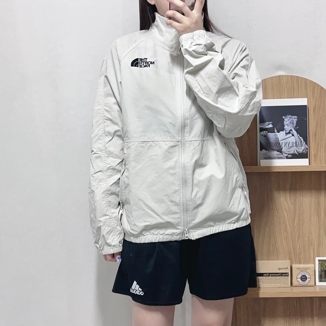 [정품] 노스페이스 그레이베이지 투로고 투웨이 바람막이 [ M ] 상품이미지3