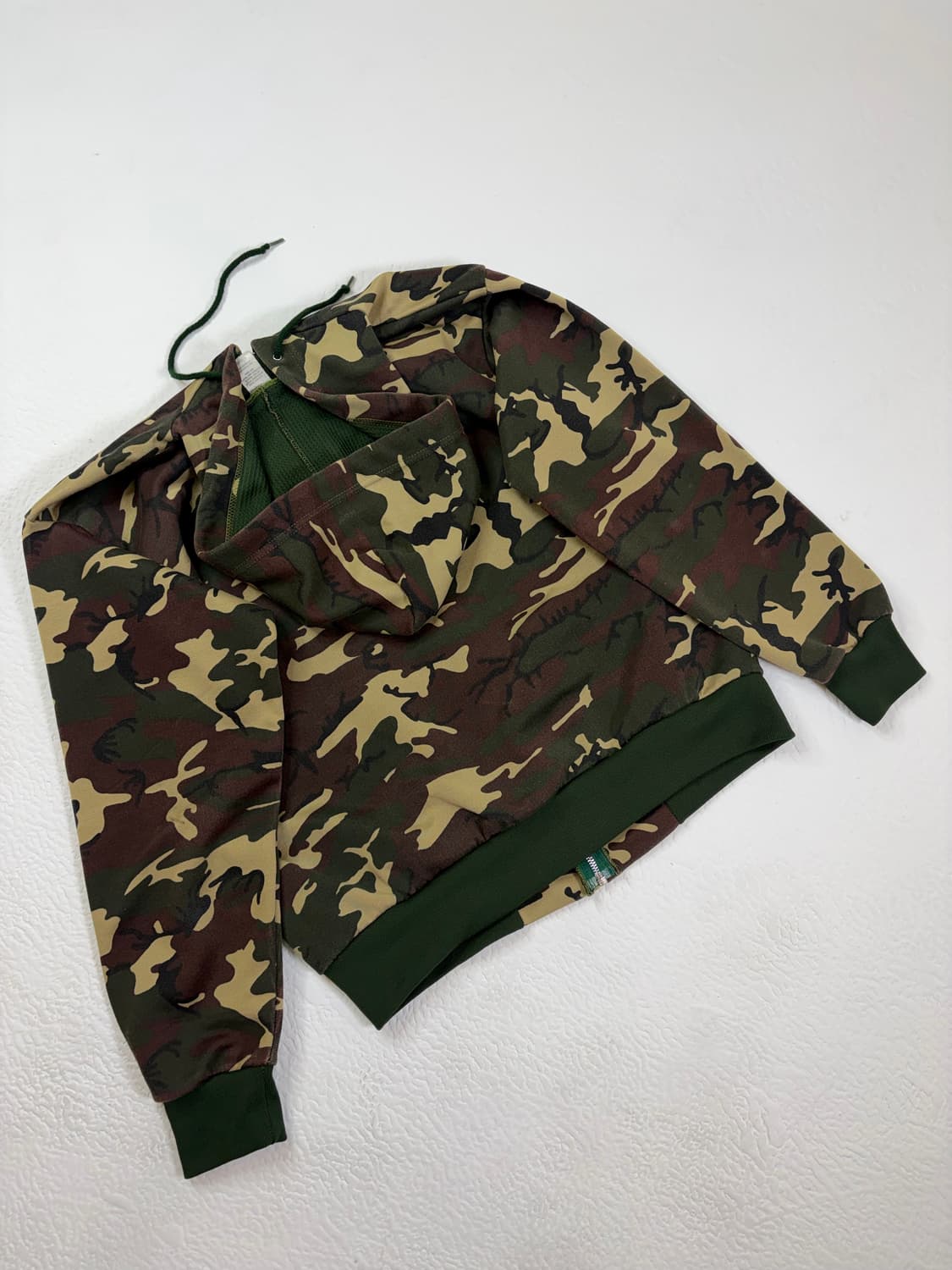 90s Woodland Camo Thermal Zip Up Hoodie 상품이미지2