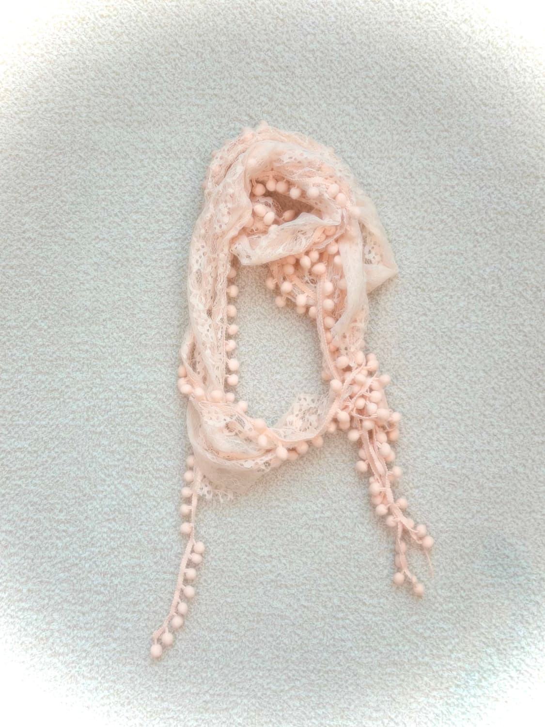 빈티지 살구꽃 코랄 레이스 폼폼 머플러 페어리 모리 하구미 르네상스 히메 상품이미지1