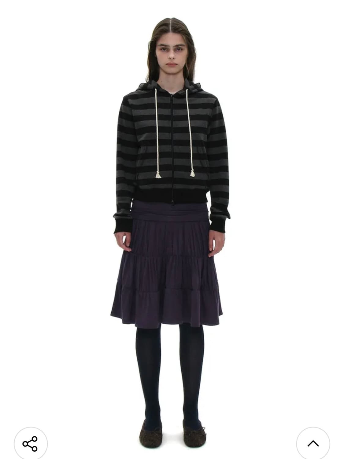 파르티멘토 우먼 저지 셔링 티어드 미디 스커트 미드나잇 플럼 상품이미지2