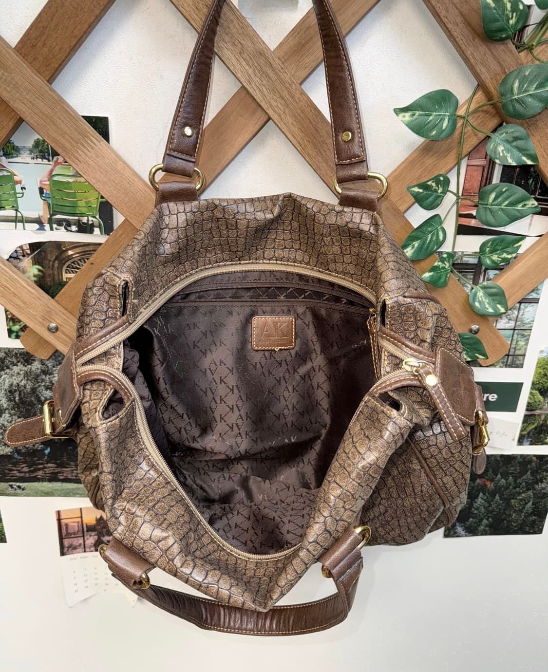 Anne Klein 브라운 버클 뱀피 무드 토트백 상품이미지4