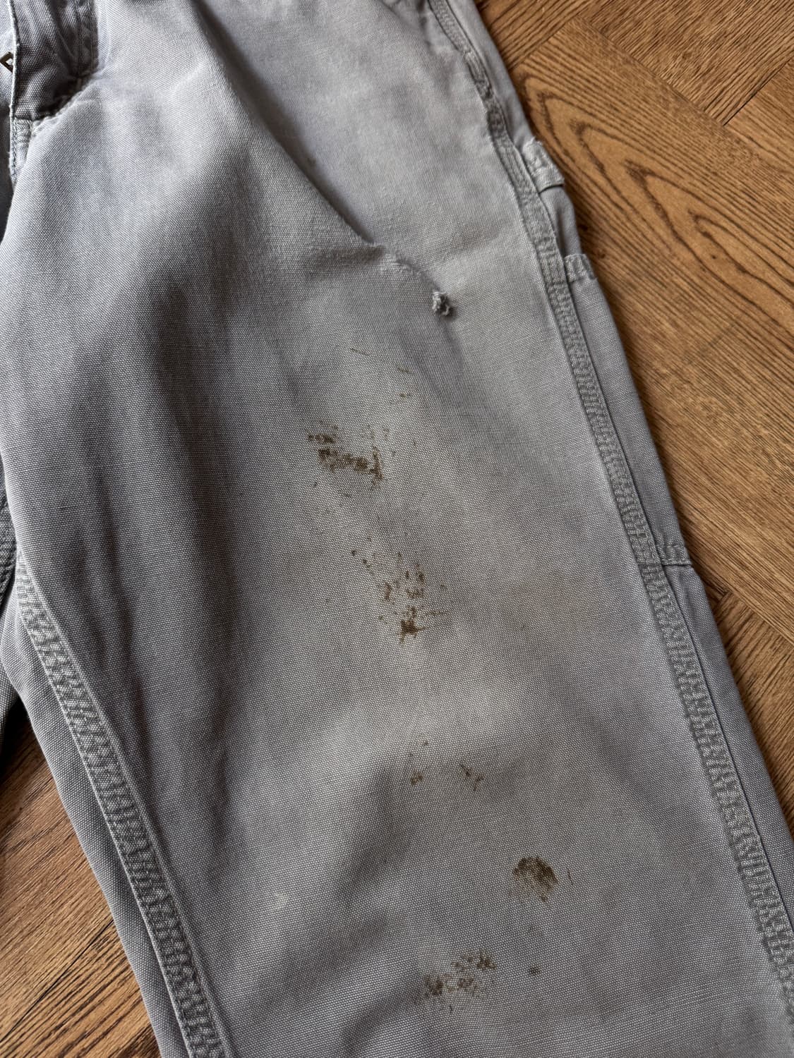 [32]칼하트 USA 더티 데미지드 차콜 싱글니 카펜터 워크 팬츠 상품이미지5