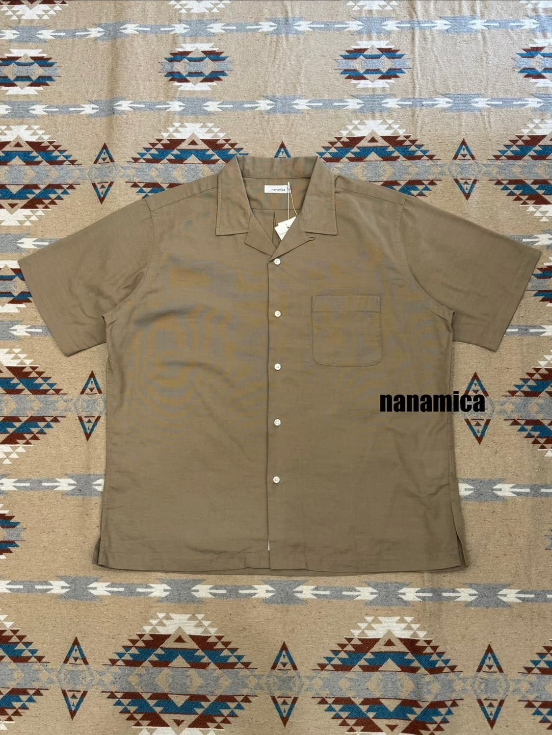 [XL][110] 나나미카 오픈카라 파나마 숏슬리브 셔츠 베이지 상품이미지1