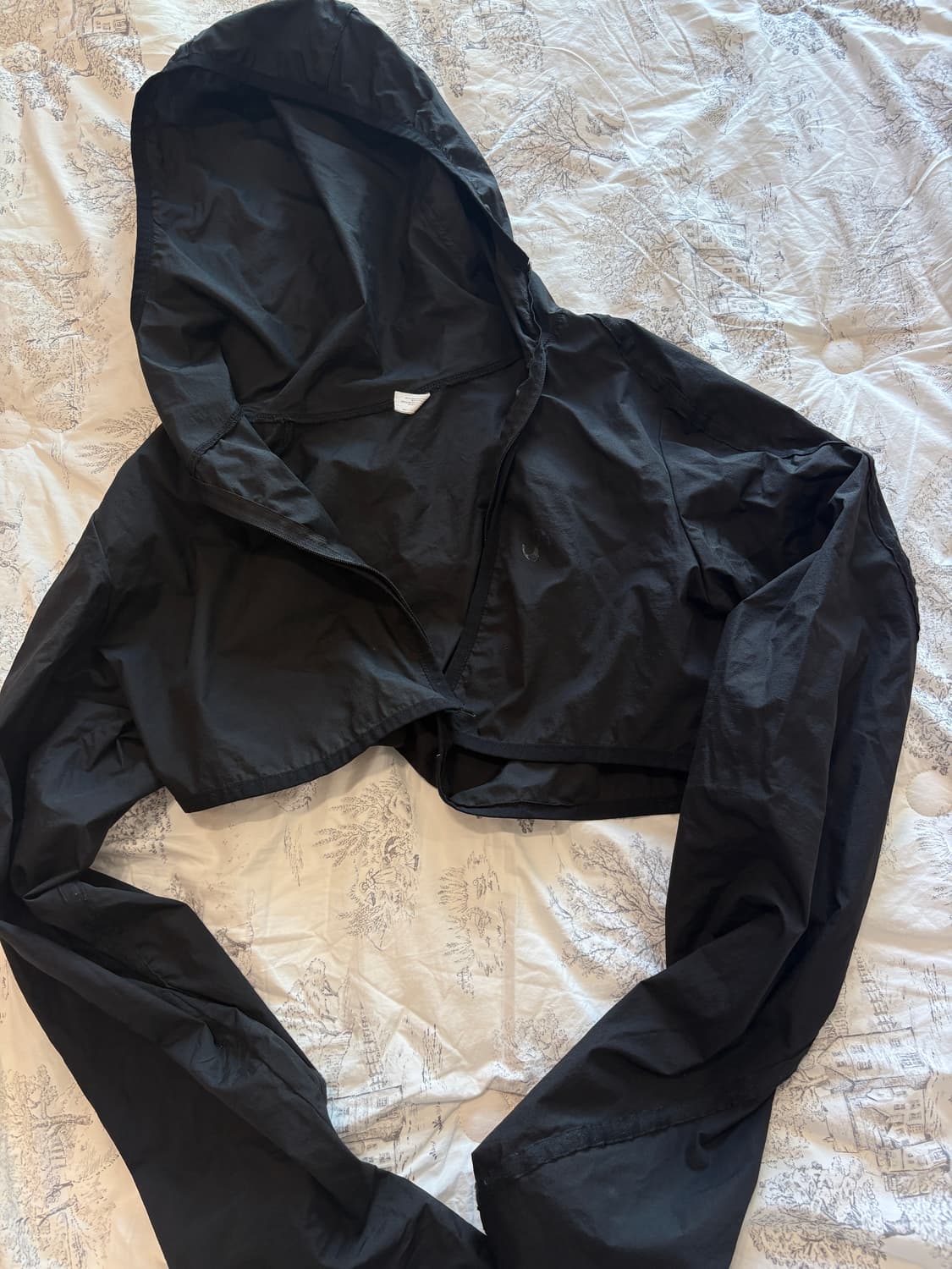 오호스 블랙 후디 볼레로 맥시 투피스 크롭 바람막이 자켓 상품이미지2