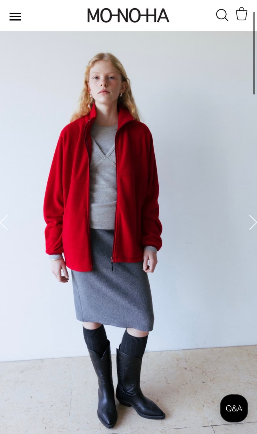 모노하 Lounge Fleece Full-Zip Up 레드컬러 상품이미지1