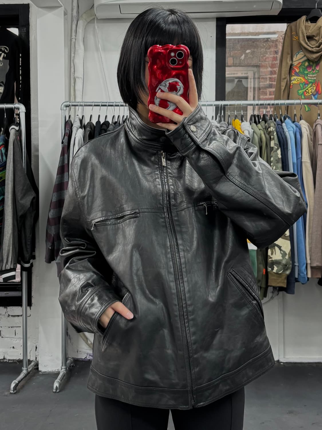 타미 힐피거 제뉴인 레더 바이커 자켓 상품이미지2